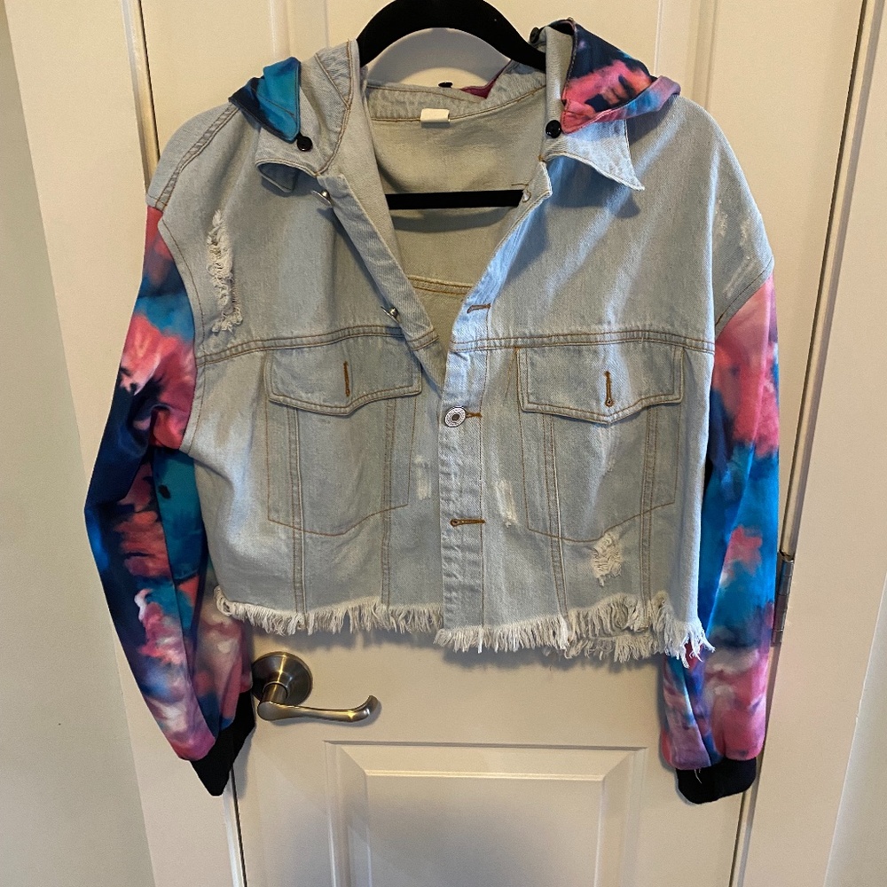 Denim jacket with hood